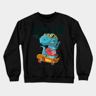 cool dinosaur playing skateboarding Crewneck Sweatshirt